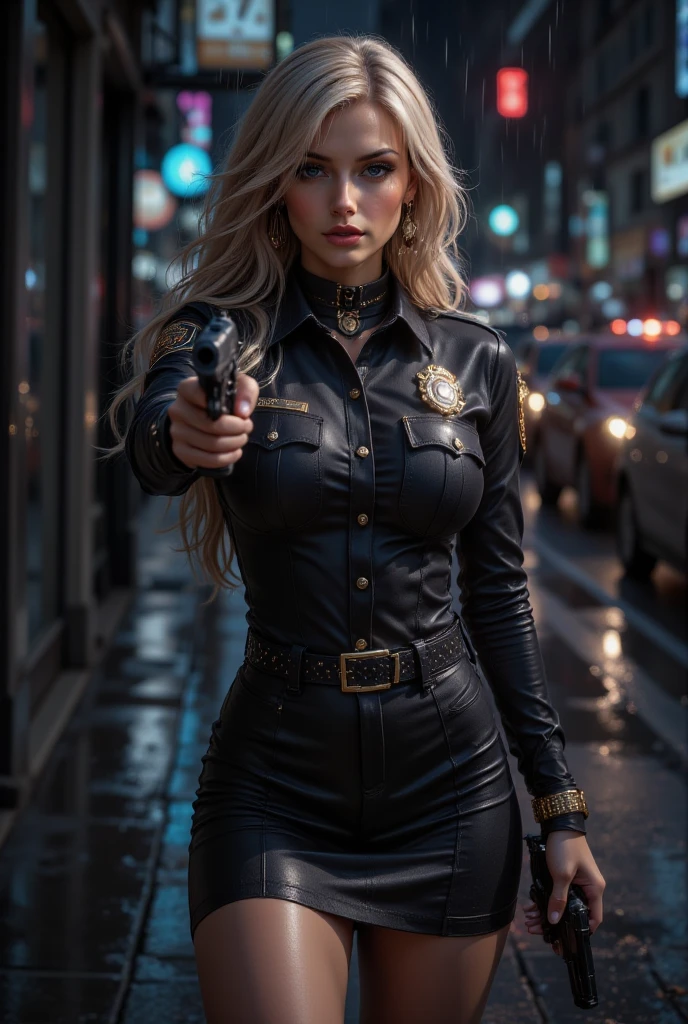 DEN_kitty_steamgirl,
posing by a (police car:1.2) (dressed:1.1) in a (police uniform:1.2), (police officer:1.3), police uniform, (police car:1.1), cuffs, (police:1.2), (uniform:1.3), police hat, hair tied back, tied back hair, trousers, top, jacket,
bokeh, f1.4, 40mm, photorealistic, raw, 8k, textured skin, skin pores, intricate details <lora:epi_noiseoffset2:1>, epiCRealism, <lora:ClothingAdjuster3:-1.0>