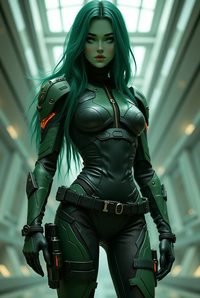Gamora in cybernetic armor suit