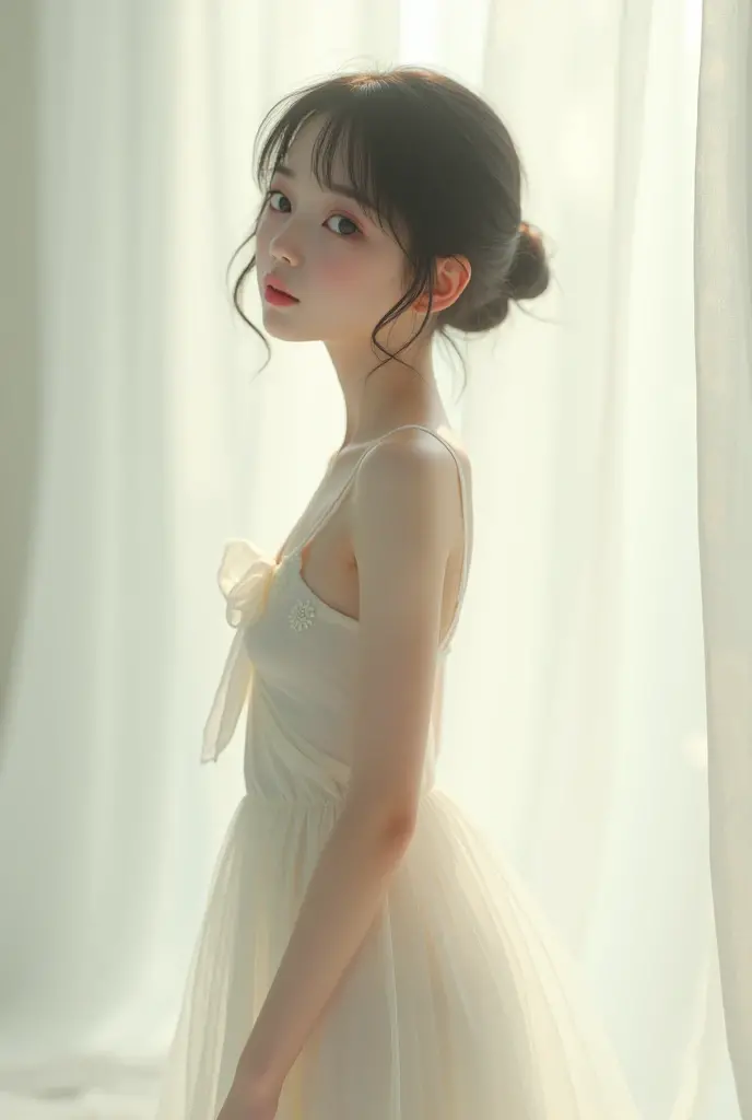 (masterpiece:1.5), (Highest quality:1.5), naked,Beautiful Eyes,Are thin,Detailed Description,The details,Thin eyebrows,High nose,Thin body,Narrow shoulders,Young age,Spread your legs,
