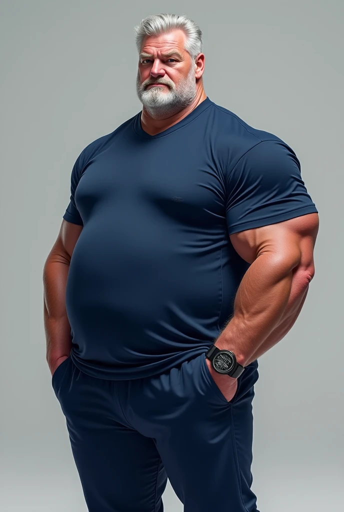 A stunning portrait of a beach scene captures the essence of a tractive beefy Greek mid-age bald man. Standing proudly, his strong muscular physique is on full display, accentuated by his big fat hairy belly and a chest adorned with a carpet of hair. His teared shorts reveal his immense leg muscles, while his hairy pubis and man-sized hairy groin add to his masculine appeal. The photograph, shot on a Nikon Z7 II with a Nikon NIKKOR Z 105mm f/2.8 VR S lens, boasts exquisite chiaroscuro lighting that highlights every contour of his body. With hyperrealism and luminism techniques, the image is rendered in stunning HD, 4k, and 8k resolution, offering