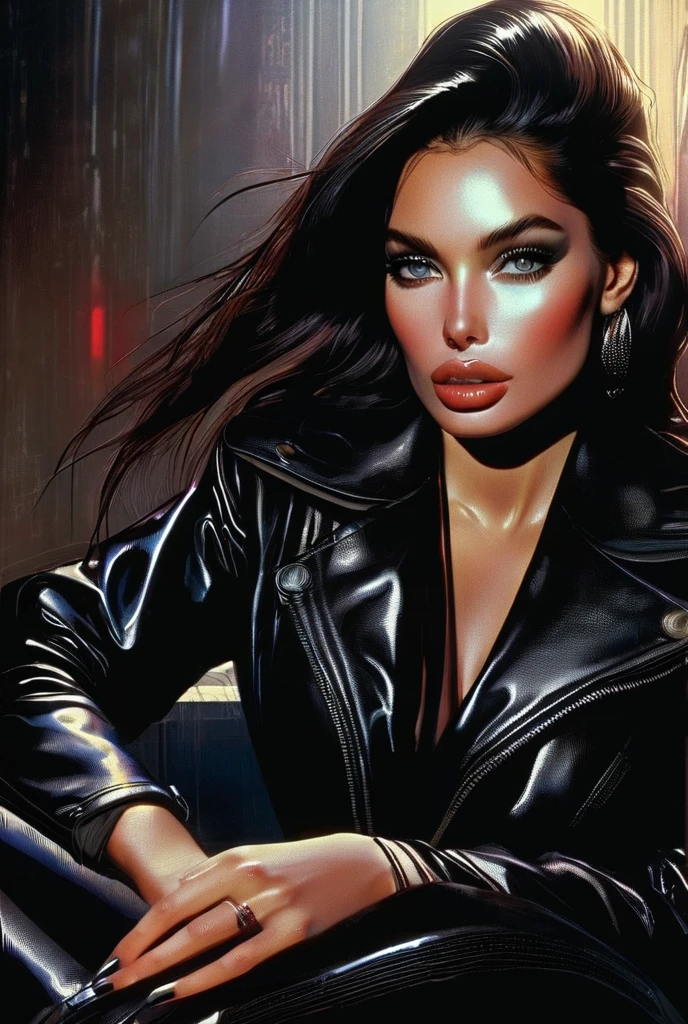 sexy girl, sexy clothes, black clothes, Profile, sexy look, comic illustration style, Retro style, comic, manga, marvel style, Dark, Violent, Armada, aggressive, dark, evil, malevolent, beautiful, white, night, Violento, sonrisa evil, aggressive, comic illustration, posando Profile, with a gun in his hand, action pose, active, in action, moving, attacking, walking, at the point of attack, in action, moving, Marker drawing style