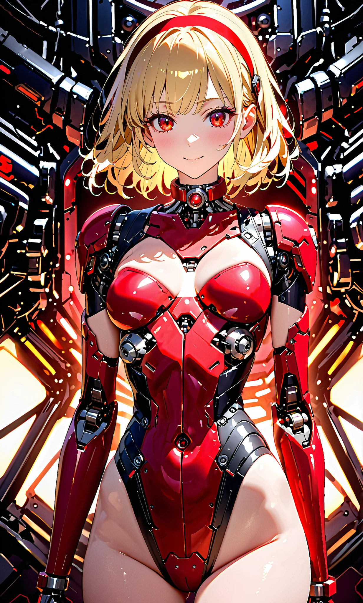 1girl,big chest,red robot suit,full body,4k,8k,hd,ultra hd,detailed,