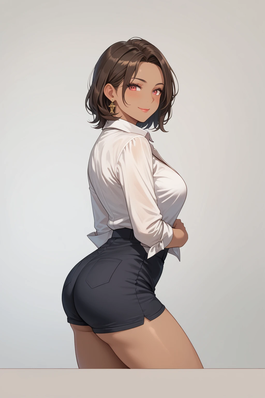 Girl with thick ass right side view