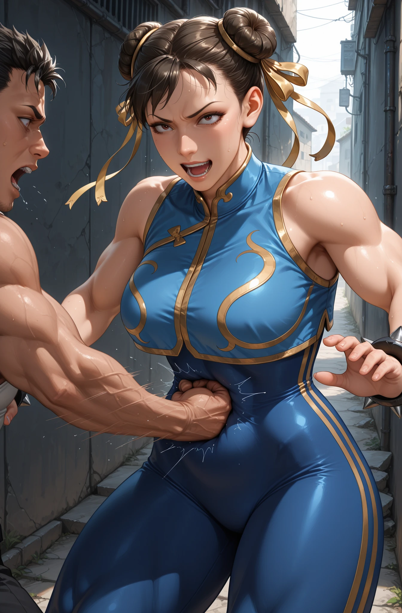 8K quality、High resolution、Realistic skin texture、High resolutionの瞳、、Blowjobする女、Brown long hair、、A simple green Chinese dress made from light fabric.、Dignified face、thin、Model Body Type、Realistic female genitalia、Deep and realistic penis swallowing、Blowjob、deep throat、Semen-covered body、put penis in mouth all the way to the base、Shooting from the side、Swallowing a lot of semen