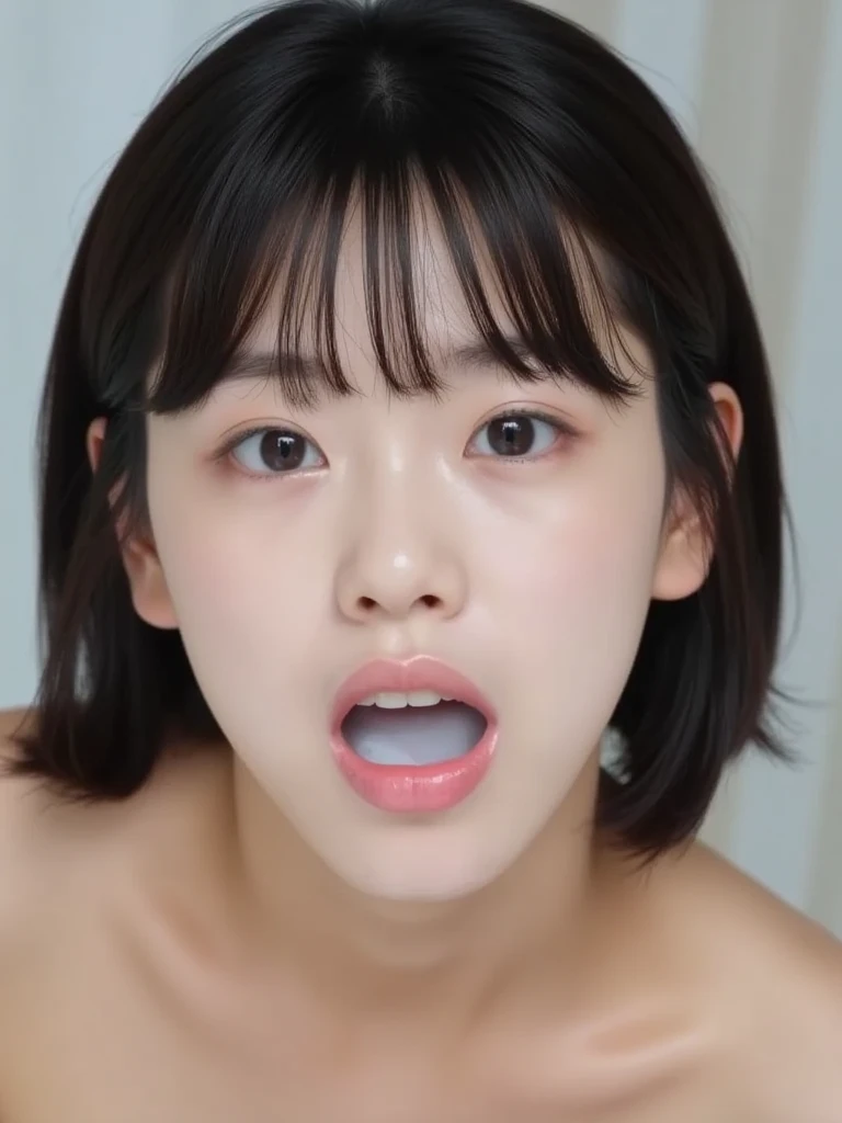 ((Highest quality, 8K, masterpiece: 1.3)),, Foam in the mouth、Highly detailed face,、Focus your eyes, Nose and mouth,Face Focus, Woman with open mouth and closed eyes, Face Focusの接写、26 years old,Rino Sashihara、Realistic nostrils、Angle from below、Sweaty skin、Yogurt for glowing skinを強調する照明、Yogurt for glowing skin、Shiny skin、Big eyes、double eyelid、(My tongue is wet and shiny) ((Wet tongue)) ((Berokisu)),In a dark room,Shooting from the air、Exposed nipples、((Small breasts))、No bra、belly button、Sweaty、blush:2.0、