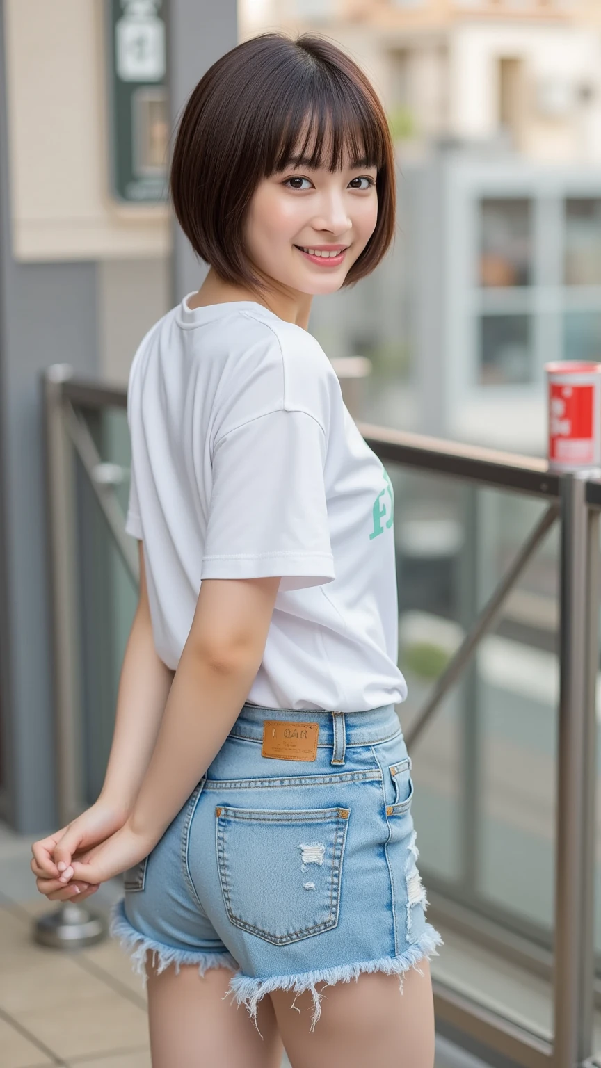 (at the park:1.5)、(Wearing a baseball cap on a summer day:1.5)、(A cute smiling 18-year-old woman:1.5)、(The best quality at its best:1.4), (Super detailed), (Very detailed CG unified 16k), Beautiful woman with perfect figure: 1.4, Sharp focus: 1.2, Very detailed, High-quality RAW color photos, Professional photography, Great face and eyes, cosmetics, (Amazingly beautiful girl), ((White T-shirt on bare skin:1.5)), (Denim pants:1.5)、Realistic movie faces, Full body long view from head to toe, Realistic, ((Realistic natural orange red hairstyle)), ( Short Bob Hair:1.5), (necklace:1.5)、, Very beautiful face, Perfect model beauty, Mouth swelling, Very detailed face and skin texture, Fine grain, double eyelid, Medium chest, (masterpiece), Highest quality, High resolution, Very detailed, Blurred Background, Depth of written boundary, Cinema Lighting, Great legs, , Clear, well-maintained skin,((Full body shot from head to toe:1.5))