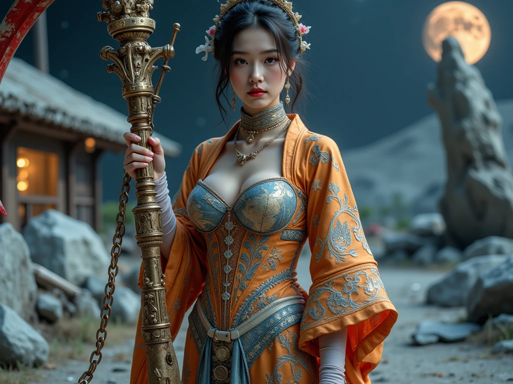 CG Giant Secret Realm,Asian women pose in colorful bikinis, Realistic secret manga girl rendering, detailed face of a asian girl, Realistic in the secret world, Smooth CG art, Realistic. Cheng Yi, Realistic secret style, A lovely secret rendering, Rendu portrait 8k, Render character art 8 K, Kawaii realistic portrait, (Linen batik scarf), Angry fighting stance, looking at the ground, Batik linen bandana, Chinese python pattern long-sleeved garment,Uncharted(Abstract propylene splash:1.2), Dark clouds lightning background,废墟(realisticlying:1.4),Black color hair,Flour fluttering,Telephoto lens high, A high resolution, the detail, RAW photogr, Sharp Re, Nikon D850 Film Stock Photo by Jefferies Lee 4 Kodak Portra 400 Camera F1.6 shots, Rich colors, ultra-realistic vivid textures, Dramatic lighting,8K quality, Girls,Backstreets, Dark clouds lightning background(realisticlying:1.4),Black color hair,Uncharted, RAW photogr, Sharp Re, Nikon D850 Film Stock Photo by Jefferies Lee 4 Kodak Portra 400 Camera F1.6 shots, Rich colors, ultra-realistic vivid textures, Drama light film CG society,Tropical canyon battle scene、Chinese big breasts、Vintage trench coat、three kingdom、ember、100 people、Faraway view、intense battles、high detal、masuter piece、NSFW,Multi-layered long-sleeved gauze garment,Quick-dry vest,Colorful cotton and linen sweater,Red and black snake cloak cloak,Doomsday ruins(Uncharted)Climb the streets(Armageddon)eyes filled with angry,He clenched his fists