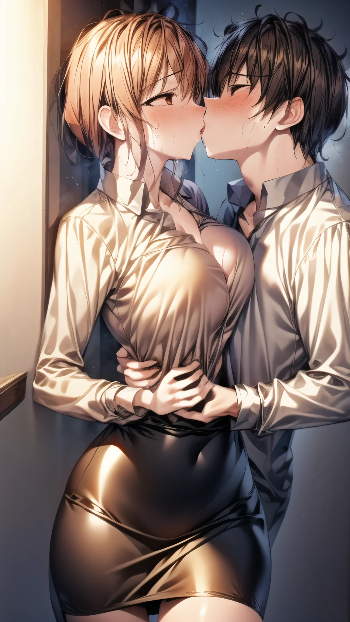 Highest quality,masterpiece,Good guy,Comforting a broken-hearted male friend,Nipples,pubic hair,Simple,Black Hair,kind,Jerking off my boyfriend&#39;s dick with my hand