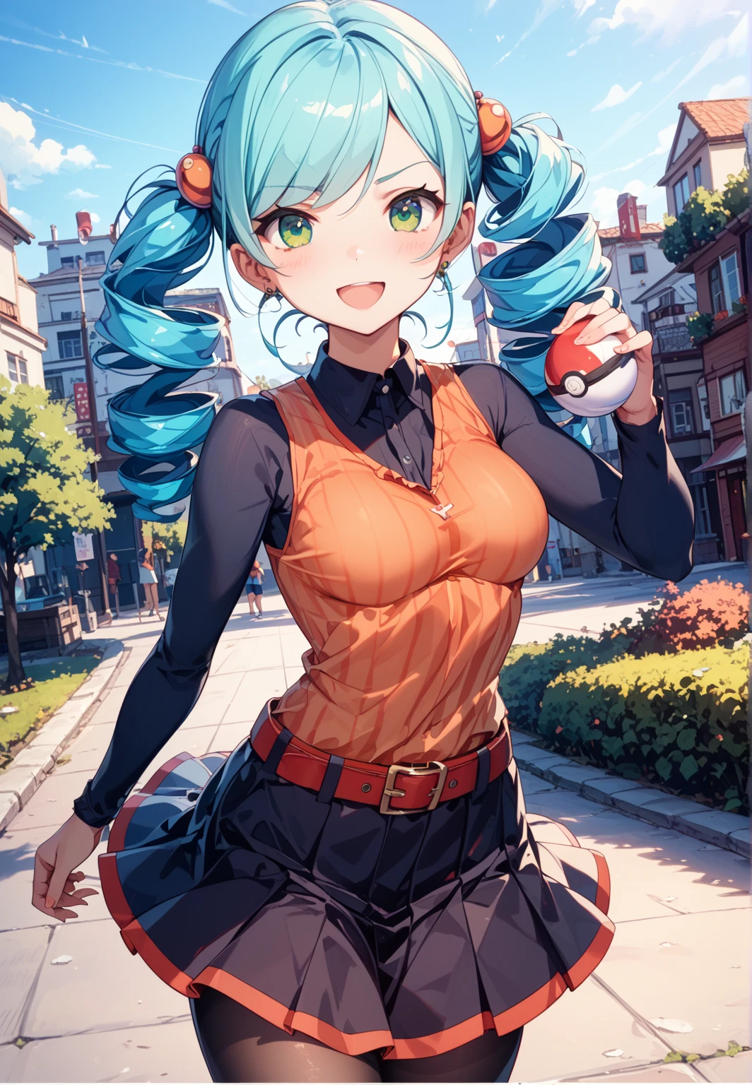 Digital illustration painting, 1girl ((Bulma)) by Akira Toriyama art, Very sexy Bulma colored hair, 16 year old, school girl, school uniform scholar mini skirt, Japan-tokyo 90s, Japanese sword tied to her back, defined body, curvy muscular , , ((sukeban_girly)), amazing sexy Bulma, wind effect, mini skirt With air movement, dynamic, wind effects, vivid colored high detailed