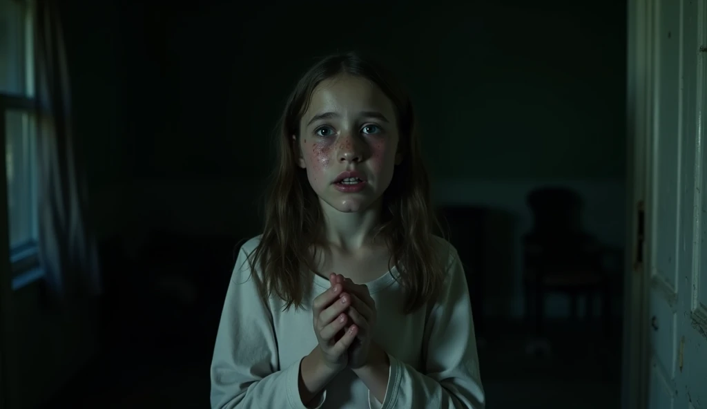 Realistic portrait, high definition 16 year old teenager screaming scared, in the classroom, dark background, SCARY STORY, UNREAL, spooky, scary environment, Dark, 4k, --air 16:9--v5