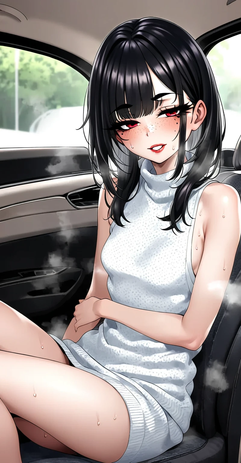 NSFW,(highest quality:1.2),1girl,high ponytail hair,.(
Completely naked:1.2) ,very tiny breasts, flat chest,（toddler body,
porcelain skin,very tiny breasts, flat chest,puffy nipples,hanging breasts,:1.3）,pussy, (Fingering Another:1.4), throw (spread your legs:1.3),
orgasm,
BREAK tear, open mouth, heavy breathing, humid, steam,,, Staring lovingly,  pubic hair, in the car,afternoon,大きくspread your legs,(Sweat:1.2)
