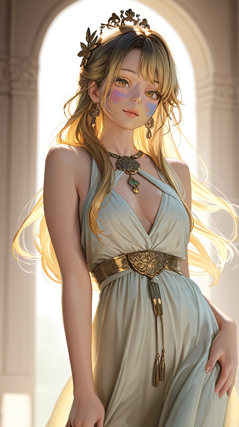 ((best quality)), ((masterpiece)), ((realistic)), Medusa, full body, the hair is composed of countless small snakes, green eyes, female face, metal carved top, royal aura, trend on artstation , sharp focus, studio photo, intricate detail, very detailed, detailed eye, illustration, very detailed, sharp focus, digital render, professional, 4k --auto