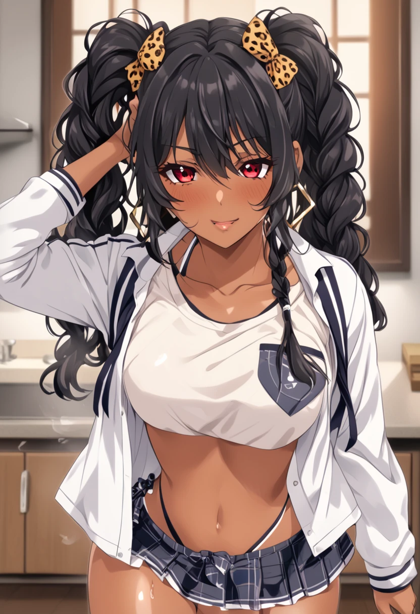 Masterpiece, best quality, 1girl, mature woman, long black hair, bangs, (night at campfire), beauty purple eyes, beauty face, ((pink tanktop)), big saggy tits, (see through nipples), (red glasses), (dark skin : 1.5), blushing, little smile, (beauty night skies), outdors, (sit after you), clevage, upper body, clevage, side view, chokers, earrings, warm lighting