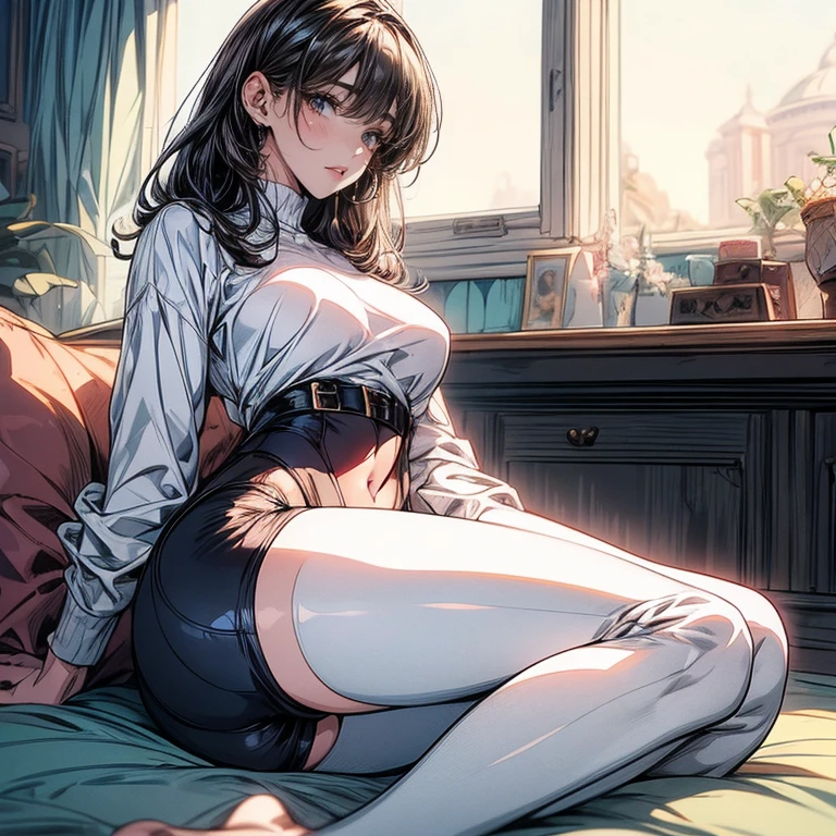 Around 30 years old, (Elegant and well-proportioned body shape), (high heels), (bob hair), (garter stockings and anklets), (spread your legs), wince,(orgasm:1.5),waiting for tongue,(Delicate and elegant light makeup), Delicate and beautiful fair skin, Detailed facial description with double beautiful eyes, Gentle eyes that shine with youth and innocence, Expressing the amazing beauty of youth, Adorable Japan Woman, A beautiful portrait that captures her enchanting charm. (8K, highest quality, masterpiece: 1.2), (Realistic and photorealistic: 1.37), (to office)