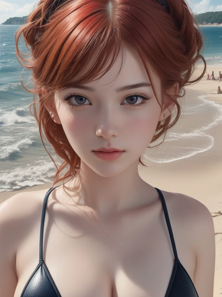 (masterpiece, highest quality, High Resolution:1.2), One girl, alone,Outdoor、Swimwear、bikini、Enchanting、、Ahegao