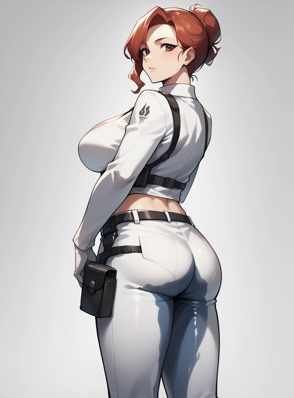 underbutt Hyper realistic super detailed sexy  cabelo longo franja , white pantyhose 