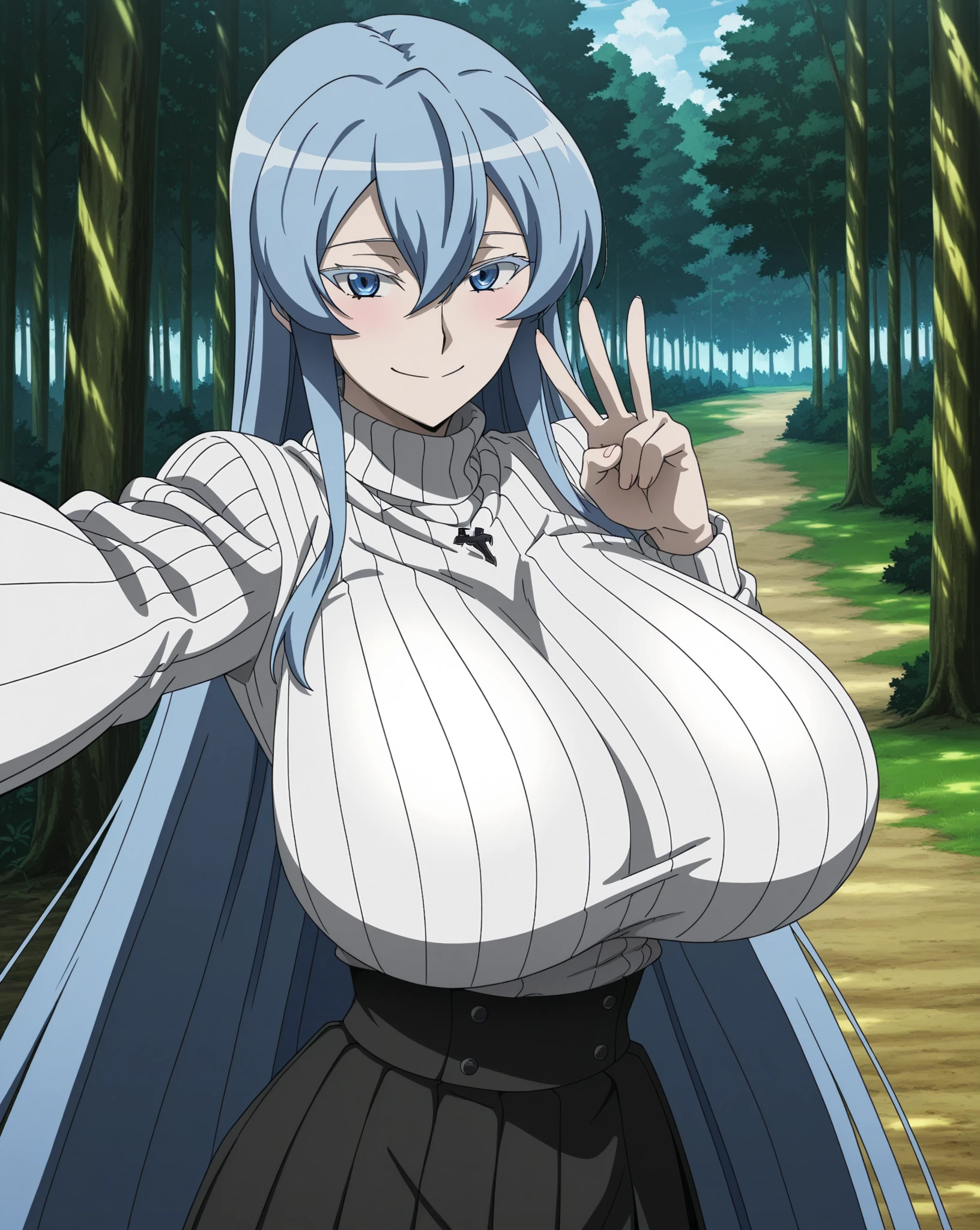 FAIRY TAIL ANGEL, LONG HAIR, BANGS, BLUE HAIR, HAIRBAND, BLUE HAIRBAND, AHOGE, THIGHHIGHS, GLOVES, DRESS, CLEAVAGE, ELBOW GLOVES, WHITE DRESS, 1girl, solo, facing viewer, (evil smile:1.3),Highly detailed CG Unity 8K wallpaper, perfect lighting,laugh at,too evil smile,too evil smirk,looking down at viewer,,smile bad,deep shaded face,too evil fall,dark world background,two hands,five fingers,