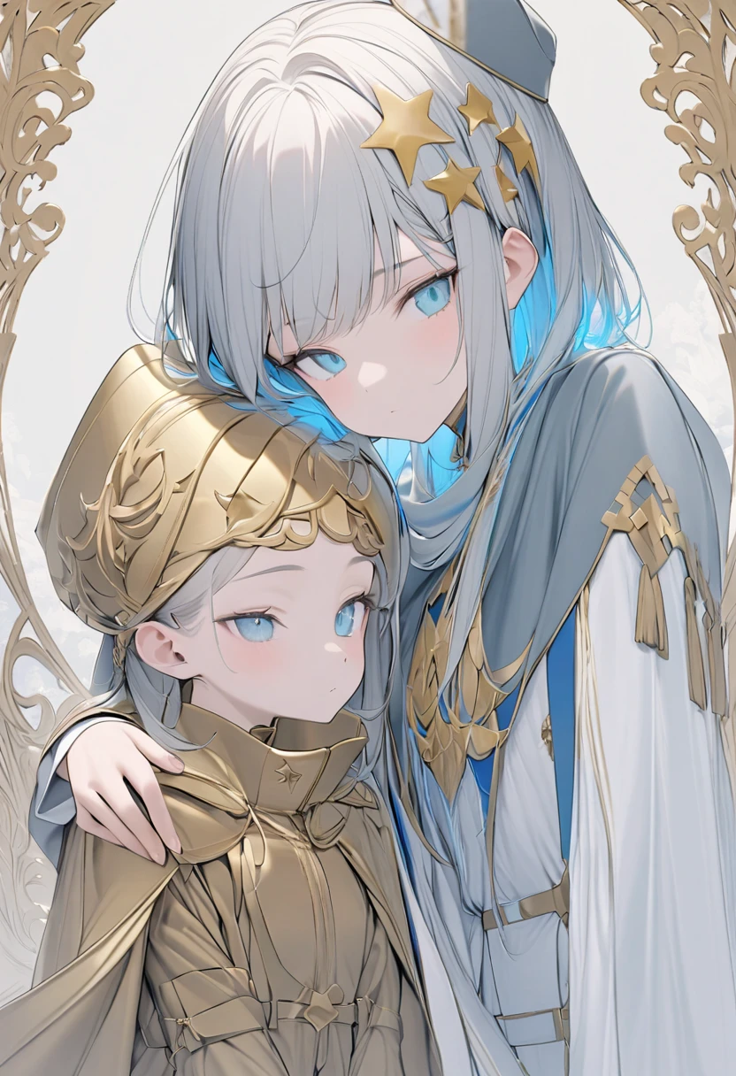 dragon girl, first you, clear hair, with sensual armor, carrying a sword, mountain environment like that of clouds, near a temple, the starry sky with two moons in the sky