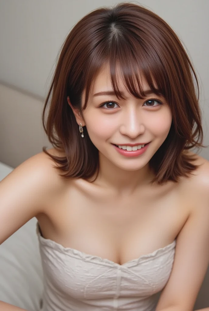Braiding bangs、Night view、(夜のNight view、Late Night、midnight:1.4).Highest quality, 8K, Tabletop, Realistic, Realistic, , (窓からはLate Nightの大都会のNight view、Ample breasts:1.2), Big Breasts, , , Abundant hips, Detailed face, Beautiful Face, , Beautiful woman,((Gray detailed eyes、Translucent skin texture、A shy smile、Fluffy hair、Light Brown Hair、Big city view from the window、Shaggy Cut、Floating Hair、、Cute Japanese Idols:1.4)). (、short hair、Floating Hair、Parted bangs、Bedroom、Sit on the bed、Place your hands on your feet、Late Night、indirect lighting、Sheer white bra and panties、Ample breasts、Looking into the camera:1.2))