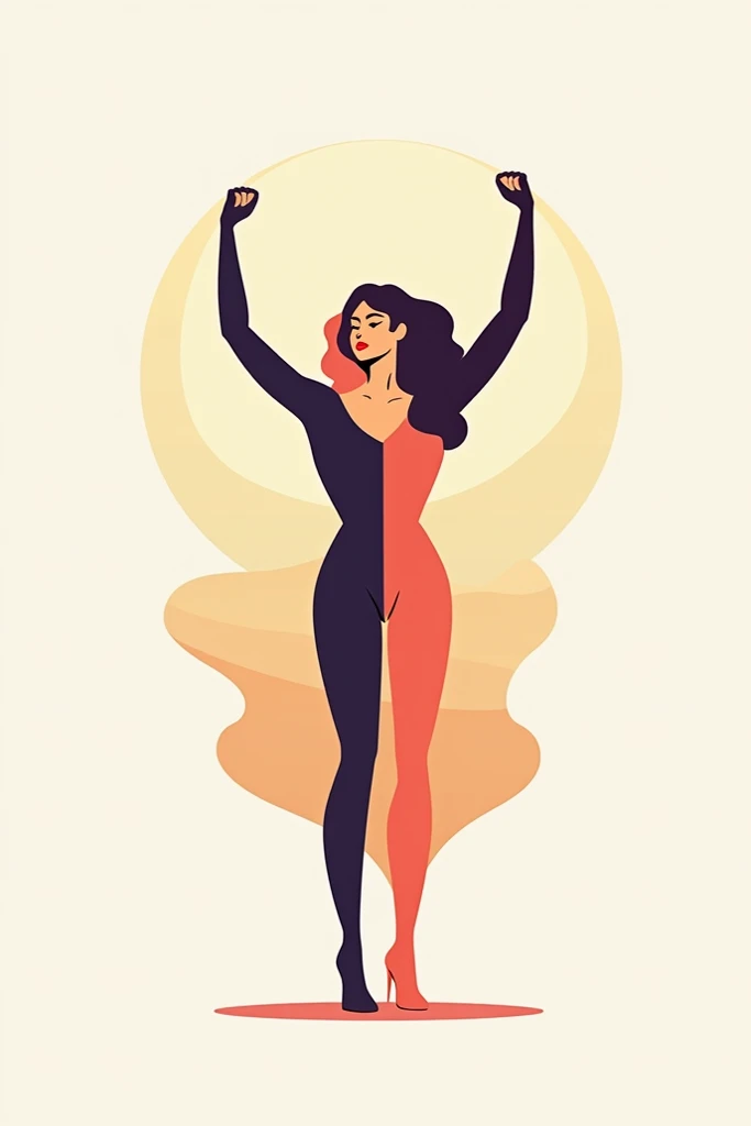 Logo for Instagram account, Using color psychology to make it more attractive to people, shows a woman doing exercises, the other half the woman cooking, that draws attention,vector, Digital art, digital design