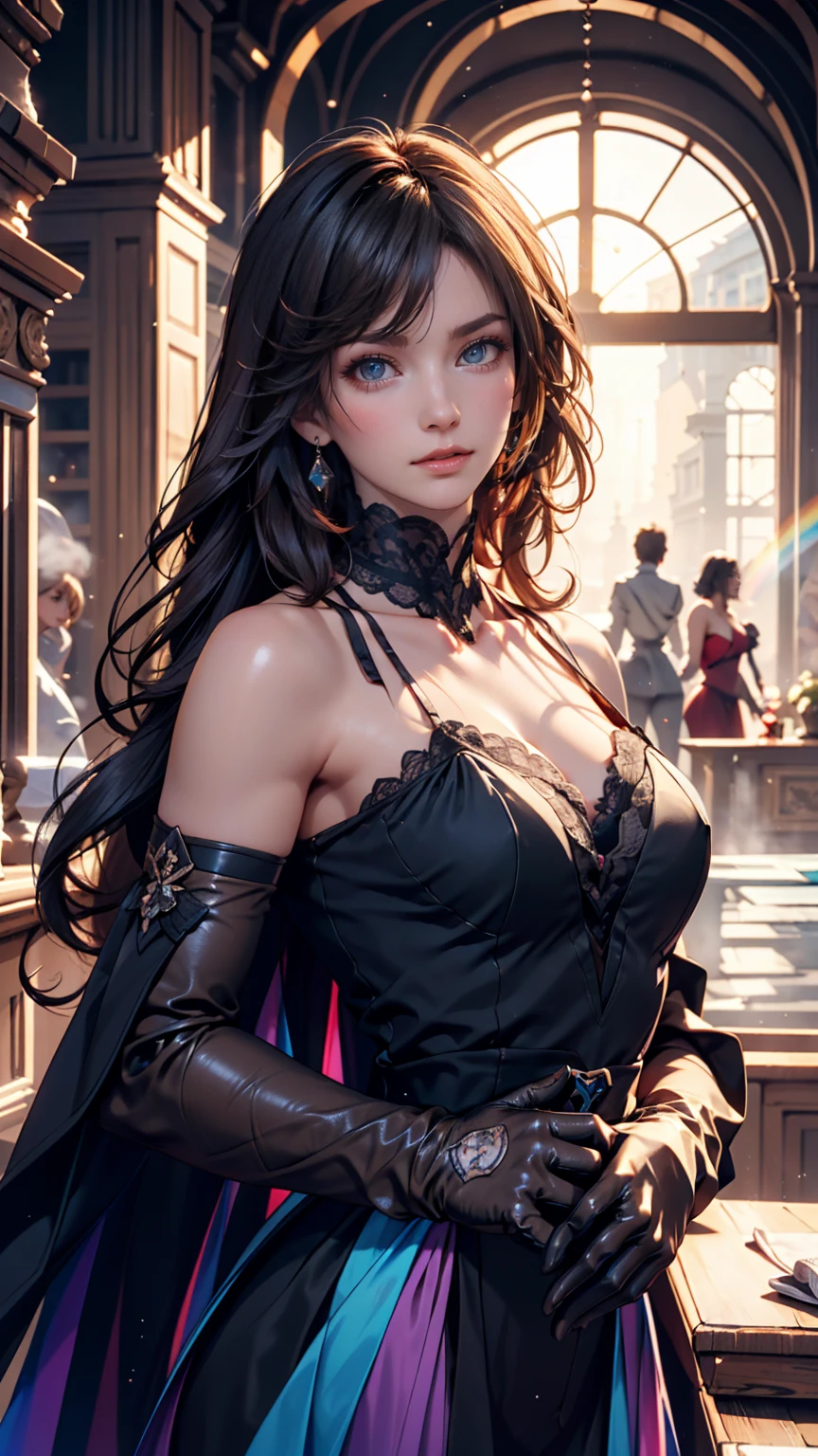 tmasterpiece,Highest image quality,Beautiful bust of a royal lady,Delicate black hairstyle,Amber eyes are clear,Embellished with a dazzling array of intricate jewelry,super detailing,upscaled。