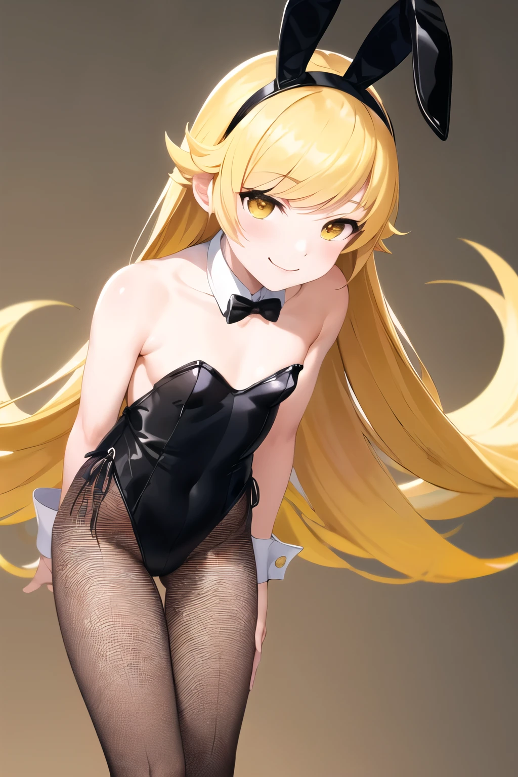 (8K、Highest image quality、highest quality、masterpiece)、detailed face、((one ))、yellow hair、twintails、((drill hair:1.1))、light green eyes、evil smile、((grin))、small breasts、((playboy bunny))、((black pantyhose))、cowboy shot、put it on your mouth、sit on the bed、((open legs))、Take from below、bedroom background