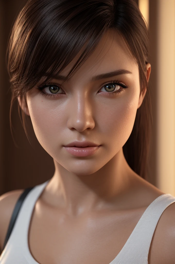 (photorealistic:1.4),Best Quality,realistic, Masterpiece , very fine and beautiful, CG,Extremely detailed ,high-resolution, Extremely detailed, 1girl, ff Tifa_Lockhart, extremely detailed eyes and face ,full bodyesbian, realistic, japanses clothes , Beautiful and delicate red eyes, There is light on the face, lighting,,