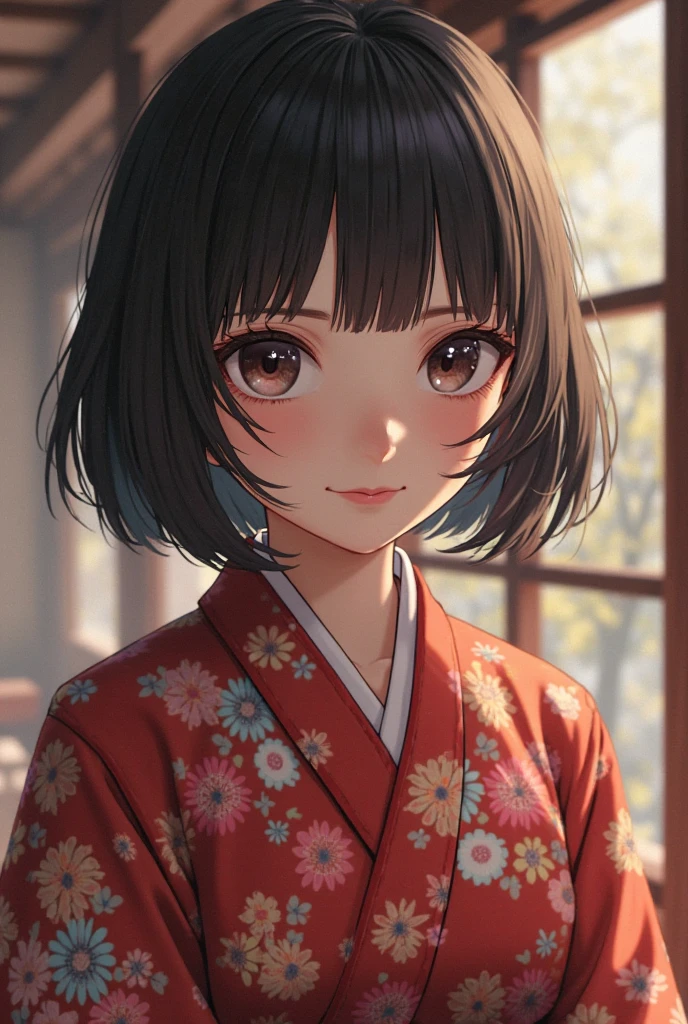 PremiumQuality, Masterpiece , HD, 1girl, Beautiful perfect face, bob cut, japanses clothes,komono, Intricate Details, Cinematic feeling, 8 thousand, Very detailed