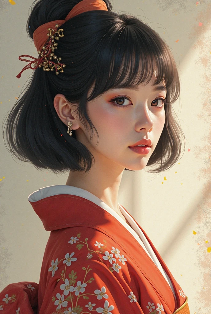 PremiumQuality, Masterpiece , HD, 1girl, Beautiful perfect face, bob cut, japanses clothes,komono, Intricate Details, Cinematic feeling, 8 thousand, Very detailed