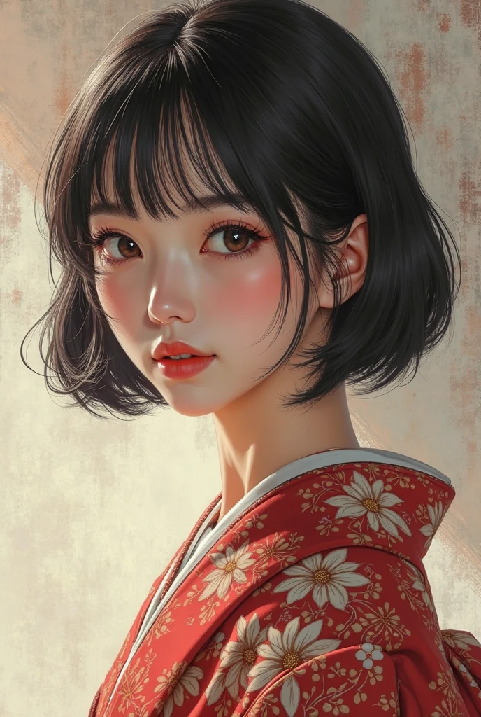 PremiumQuality, Masterpiece , HD, 1girl, Beautiful perfect face, bob cut, japanses clothes,komono, Intricate Details, Cinematic feeling, 8 thousand, Very detailed