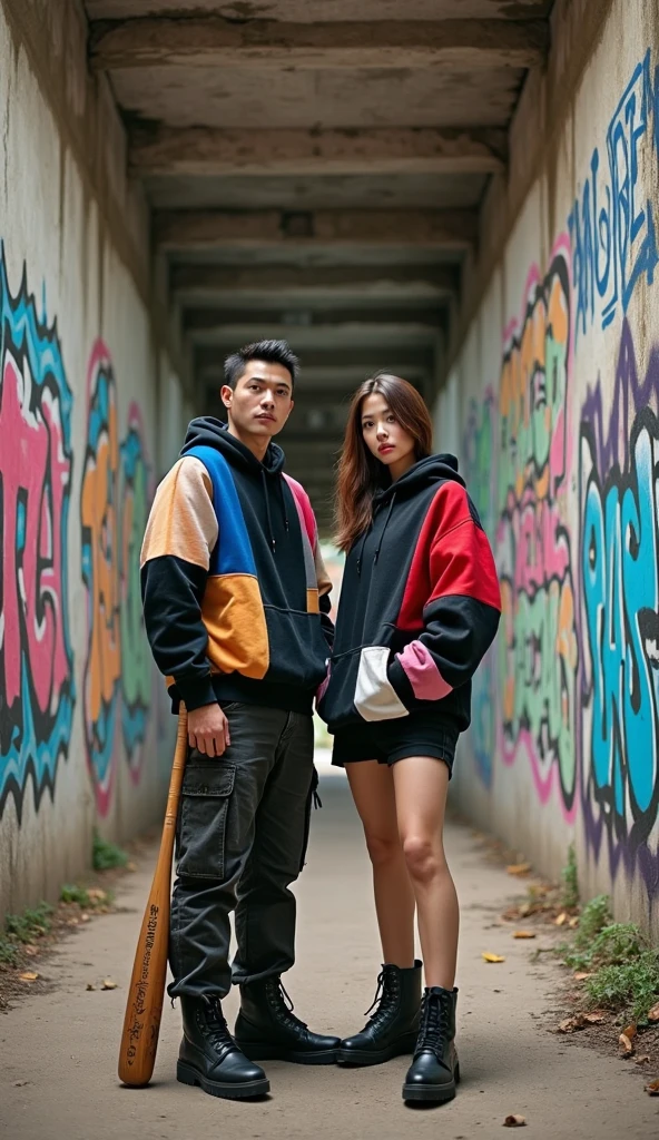 boy and girl holding hands. The boy in the blue sweatshirt and the name Abel written on the sweatshirt and the girl in the pink sweatshirt with the name Estela