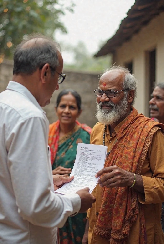 A rural indian man casting vote in an election day