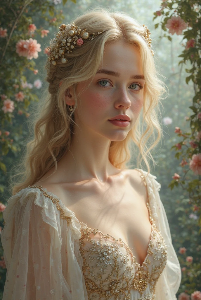 À la Fed image of a girl in a white lace dress and Leonardo da Vinci notes background, stunning young ethereal figure, portrait of a magical girl, portrait of a young witch girl, girl in steampunk clothes, musician girl in lace clothes, Natalia Dyer, Daphne Keen, portrait of a young witch, a girl with magical powers, inspired by Irakli Nadar, Inspired by William Mustoster Lockhart, top quality, detail, detail, masterpiece, high image quality
