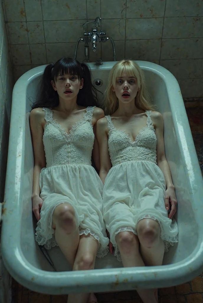 annasophia robb with 12 years, white dress, long socks, in the bathroom, stylish