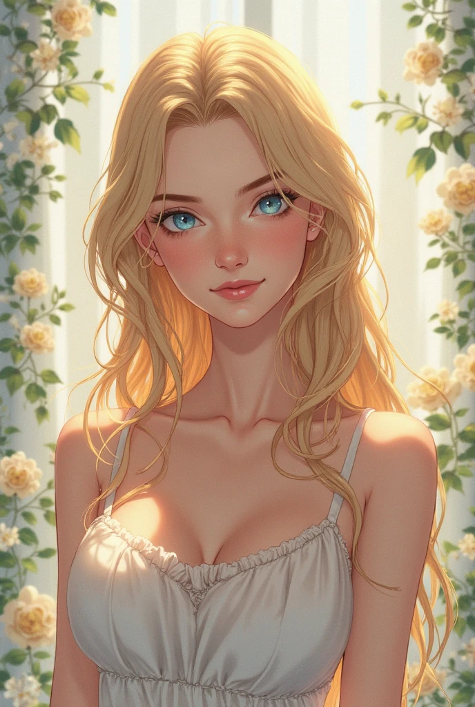 (masterpiece:1.2) This image showcases a mature female in her prime, standing in the heart of a blooming spring field. With perfect eyes, framed by thick, curly medium blond hair, she gazes off into the distance, lost in the beauty of nature. The perfect face, adorned with subtle makeup and expertly applied eyeshadow, is bathed in the golden hues of the sun's perfect lighting.
The scene is set against a detailed, textured outdoor background. Delicate wildflowers sway gently in the breeze, creating a backdrop that amplifies the beauty of the mature female. Her unclothes, tastefully revealing her natural form, are rendered in intr
