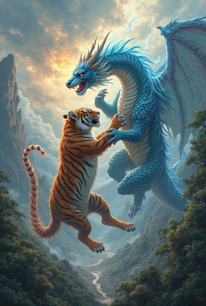 Tiger and dragon in one frame 