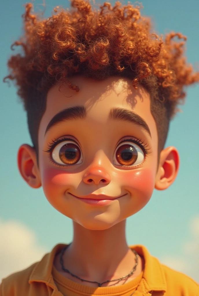 Brown boy with green eyes