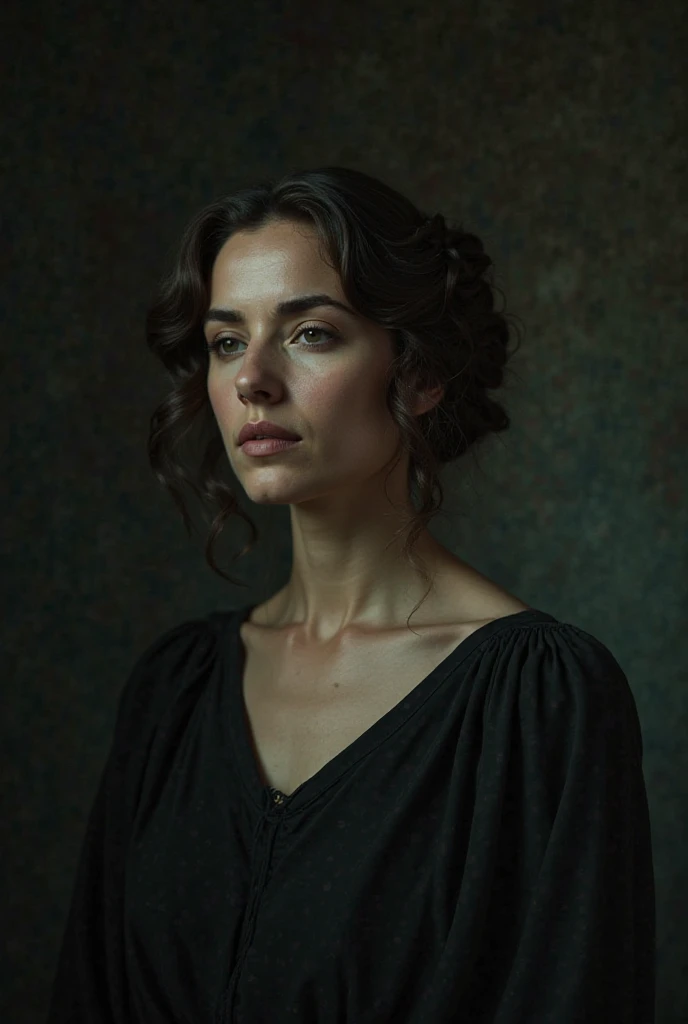 masterpiece, a woman , dark orange eyes, <lora:EnvyZoomSliderXL01:-0.9> looking at camera, Harmonious, Moody