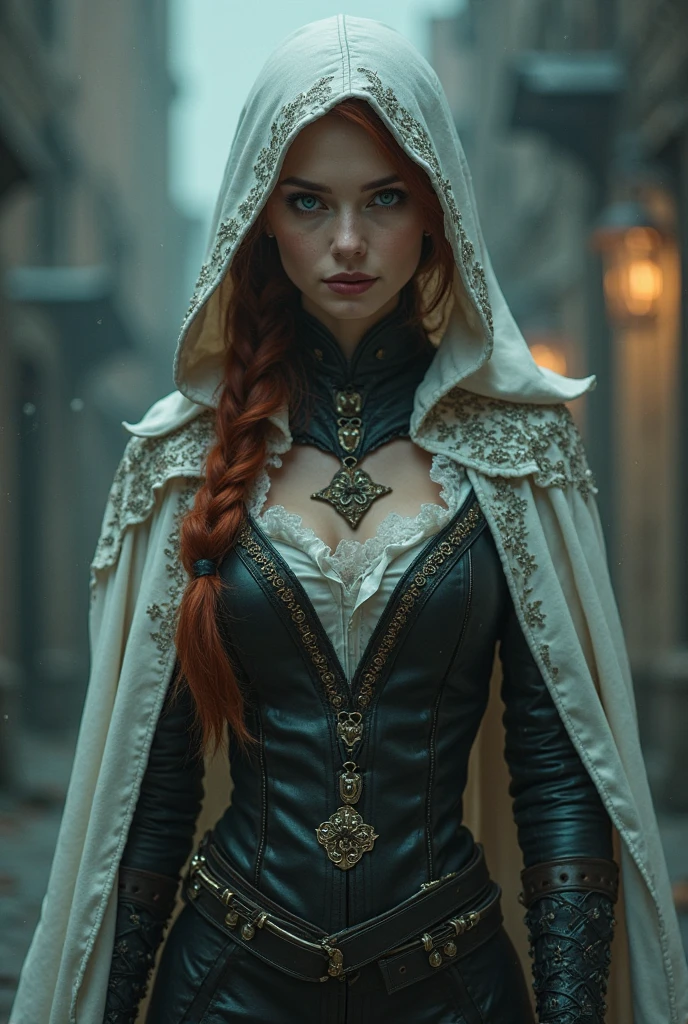 2 you give. 

30 years old, Red hair, caucasiano, Eyes red, blood in The face, detailed black outfit, 1womanl, 30 years old, caucasiano, White hair, grey-eyed, detailed white clothing, dark forest background, (best qualityer,4K,8k,high resolution,work of art:1.2),ultra detali,(realisitic,photorealisitic,photo-realisitic:1.37),HDR,ultra HD,studio lighting,ultra-fine painting,sharp focus,Physically based rendering,extreme detailed description,proffesional,bright coloured,bokeh,portraite,horor