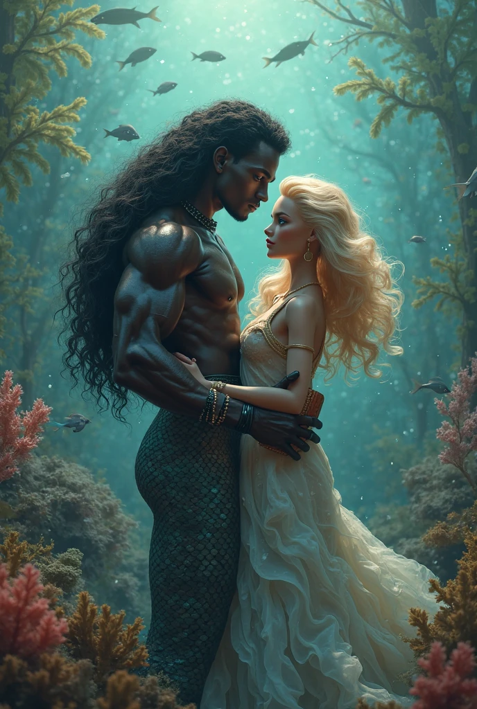 create a dark-haired girl and a tall blonde boy embracing amidst the chaos, surrounded by turtles and armored tigers.