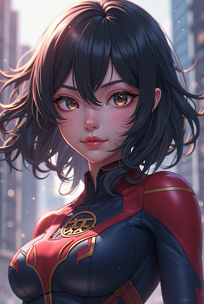 Bust ((half body)) hyperrealistic masterpiece, Superheroine girl ((Weirdcore Aurora aesthetic style)) in extremely detailed tech tight plugsuit ((with scarf & white cape)), cinematic illumination: 8k