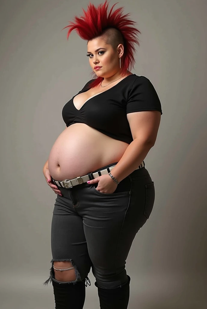 Cute (((morbidly obese woman))), (((SSBBW))), nude breasts, many American traditional tattoos, dark ginger hair, 4k, highly detailed realistic image