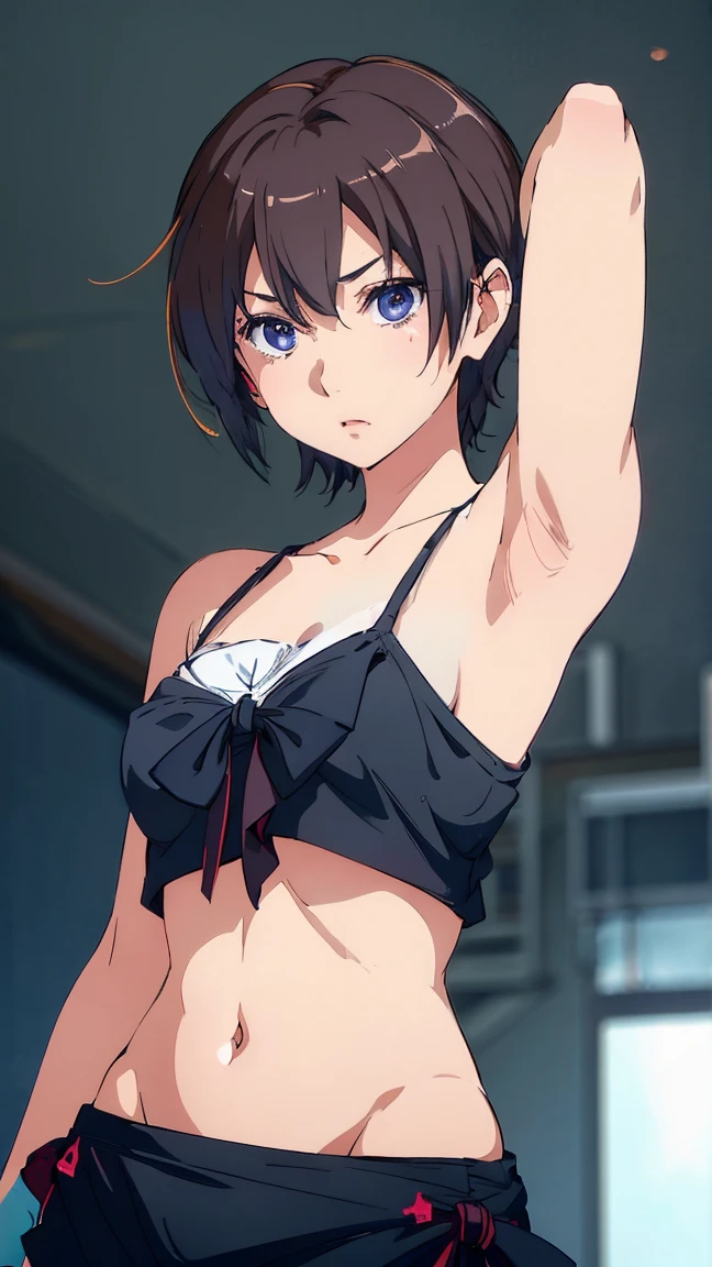 Please generate a full-color anime-style full CG image of a Japanese female gravure idol in her 20s.。
BREAK,
(black bikini:1.5),
BREAK,
(Inside the photo studio、spotlight shines light、Please generate the scene where the green screen is placed.。Surrounded by inorganic walls made of concrete.、Generate images that create a clean, modern feel。:1.5), 
BREAK,
perfect face,hand,foot,Please describe the scene where you hold your fingers.。Each part is beautifully arranged down to the smallest detail.,Make sure you feel perfect symmetry and harmony。at the same time,Add detailed facial features and clothing features、Highlight your individuality and uniqueness。 Crisp and razor-sharp details(super clear details:1.5)and amazing color depth(color depth:1.25)is required。 Must imitate the unparalleled sharpness and color vibrancy of photos taken with ultra-high-end cameras such as MS and Fujifilm XT3,
