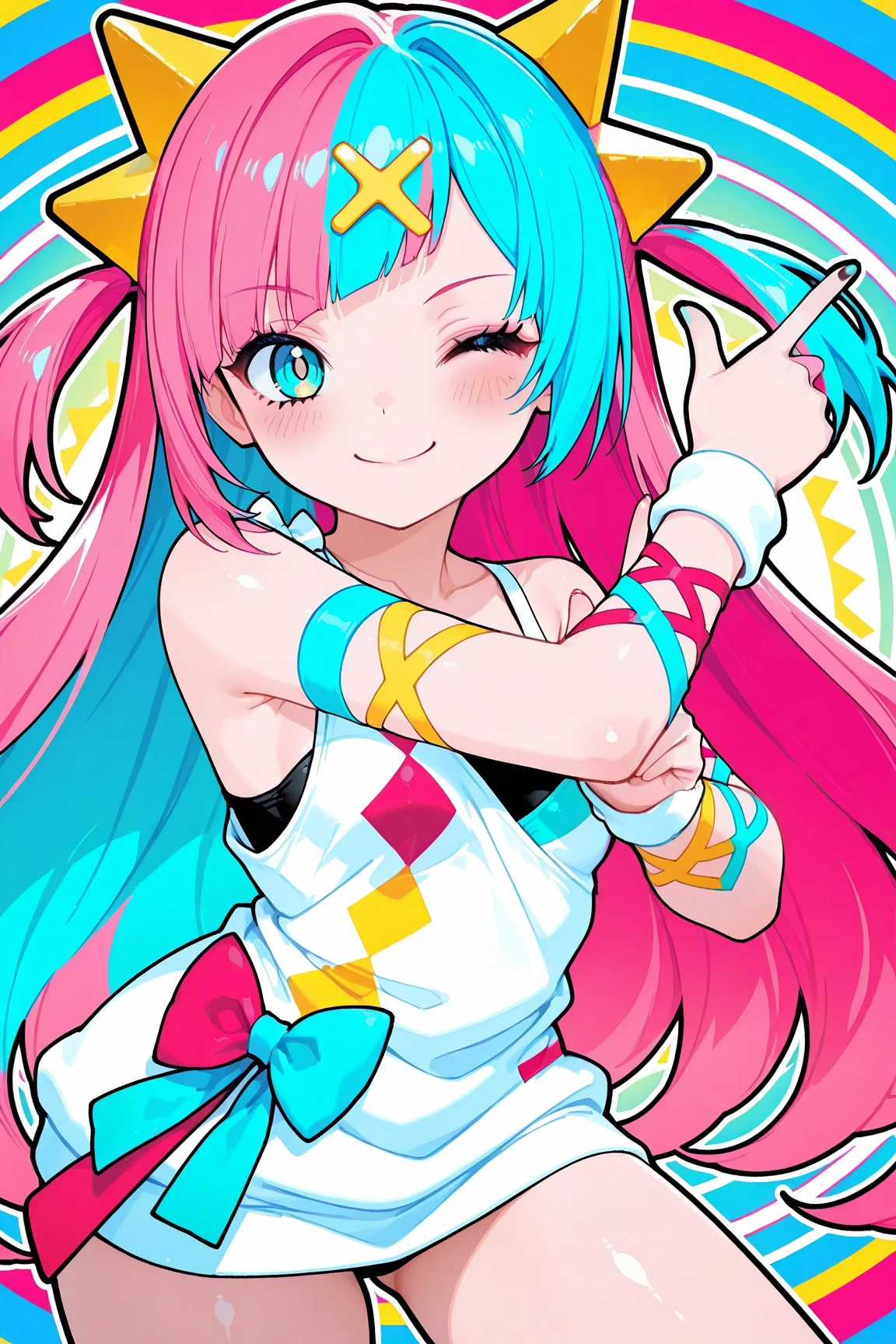 ((extremelydetailedCG)),((8K_Wallpaper)),(((masutepiece))),((top-quality)),{Character_1}, {Character_2}, Couple with, Couple in love, Each of them has its characteristic movements and powers, Such as {move_1}, {move_2}, And {move_3}. Scenes in a playful and dynamic environment {The setting}, With vivid colors and exaggerated expressions. While maintaining the overall unity of chibi-style art、both sexes, (((Highly detailed room background))),very long iridescent hair,LookingATVIEWER,fullllbody,,((Highly detailed facial)),smallbreast,((sideboob barbosa)),((((Floating and rainbow hair)))),(((Iridescence and rainbow hair))),((((Rainbow and iridescent colors)))),(Rainbow colors and rainbow eyes),Beautiful detail hair,Beautiful fece,,Incorporate elements from each anime world、school background