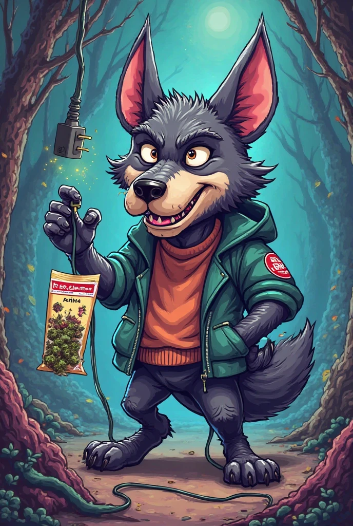 I want a cartoon character smoking cannabis with red eyes