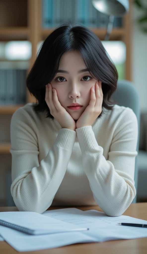 (highy detailed，8k，poster for，动态照明，Very detailed faces，There are teardrops，Sad eyes)Torn lonely crying girl with short dark hair，Spread over her pale cheeks。Her eyes shone with tears of sadness，There is a faint red tide on his cheeks。Her lips trembled slightly，It conveys inner pain。She wore a shabby gray sweatshirt，There are several yellowed smudges on the cuffs，Reveal the trajectory of time。Her pants fadedFrom dark blue to pale and weak gray。There are some holes in thetrouser legs，It seems to have experienced endless wandering and frictionThe surroundings are bleak anddeserted，Echoing her emotions。A torn poster hangs on the faded wall，Showing the glory of the past。There was only one dim light in the room，Cast a faint glow，illuminates her brief sanctuary。There was a damp and musty smell in the room，Reflecting the sense of decay in her heart。Outside the window came the sound of the wind blowing through the leaves，With a hint of sadness and desolation。The girl sat alone in a shabby chair，Hold your face in your hands，Try your best to suppress cries of sadness。Her eyes were confused，As if lost in endless darkness，Looking for a glimmer of hope。She is a tearing lonely crying girl，Her appearance、Makeup、Both clothing and environmental details highlight her inner pain and helplessness。