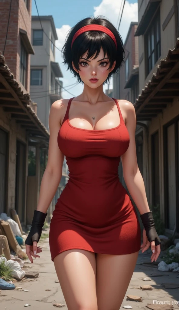 1girl, cowboy shot of beautiful, ADAWONG, looking at viewer, (red dress:1), (defiance512:1.2), black hair, blush, short hair, athletic night, volumetric lighting, best quality, masterpiece, intricate details, tonemapping, sharp focus, hyper detailed, trending on Artstation, ada, realistic , ((sfw)). (facial clarity:1.3), anatomica <lora:ADAWONGv11_Lora32:.5> <lora:add_detail:0.3> <lora:hipoly3DModelLora_v20:0.3> <lora:RSERomantic_RSESofiko_RSEEmma-v1:0.3>