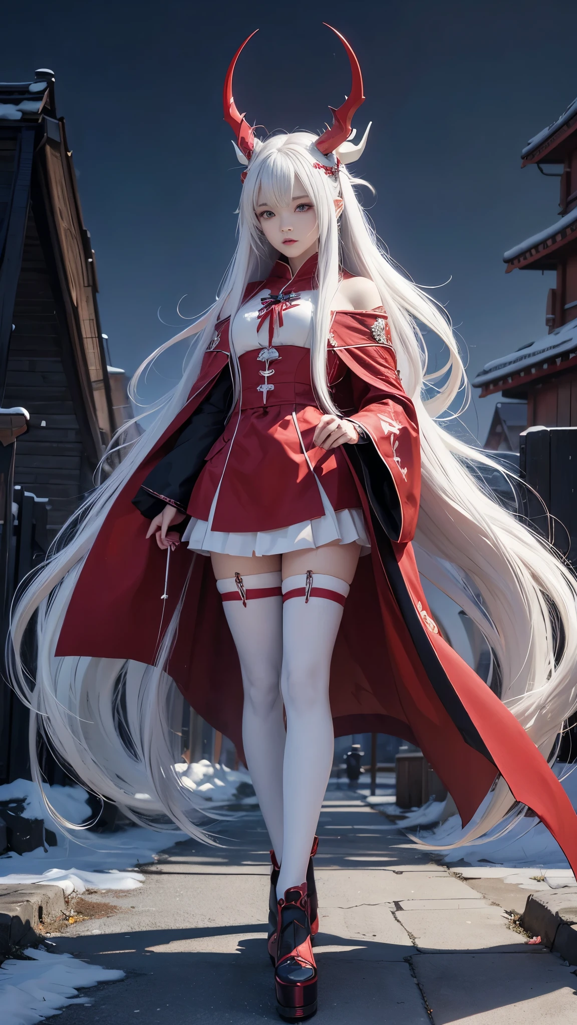 Anime girl with long white hair and horned red cloak, anime style 4 k, Detailed Digital Anime Art, Anime art wallpaper 8k, anime art wallpaper 4k, anime art wallpaper 4k, badass anime 8 K, 4k anime wallpaper, 8k high quality detailed art, anime wallpaper 4 k, anime wallpaper 4k, 4 k manga wallpaper