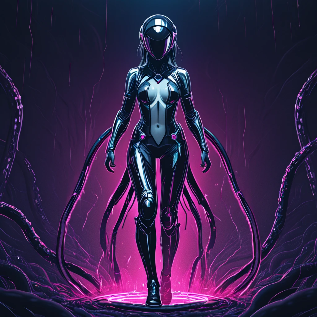 Hr giger tattooed sexy seductive dead girl, perfect face, hyper detailed neon sapphire eyes, full body view,