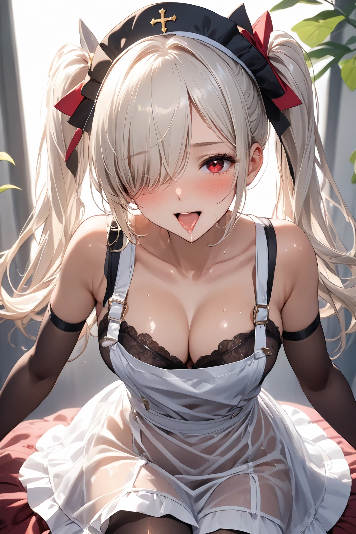 ,small breasts,bare breasts,uterus,nsfw、vaginal,woman on top,fishnet thighhighs,sweat,cum in pussy,low twintails,seductive smile,gothic ta,spoken heart、Small breasts
